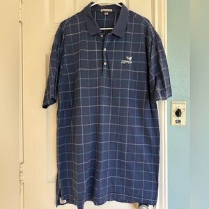 Peter Millar Polo XL Mens Kaanapali Maui Blue White Check Cotton Golf EUC